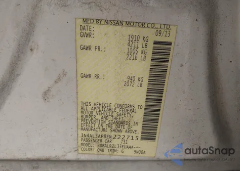 2014 Nissan Altima 2.5 S from USA, damaged, VIN 1N4AL3AP8EN222715